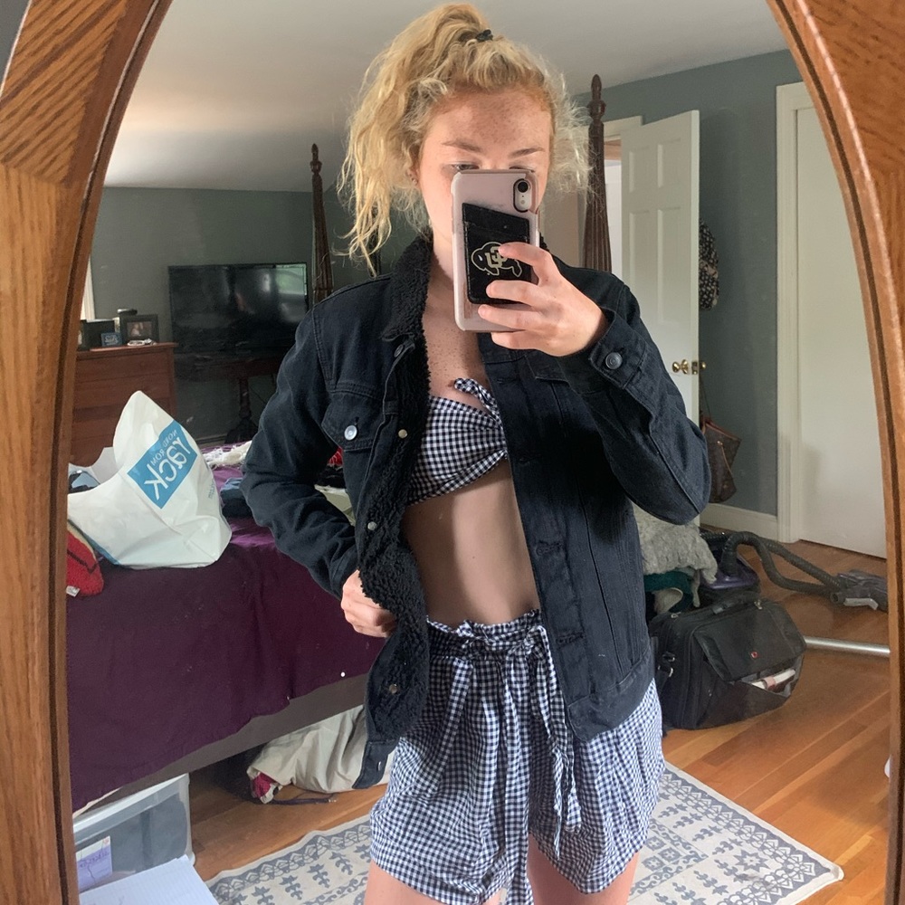 RARE Brandy Melville Jean Fuzzy Jacket